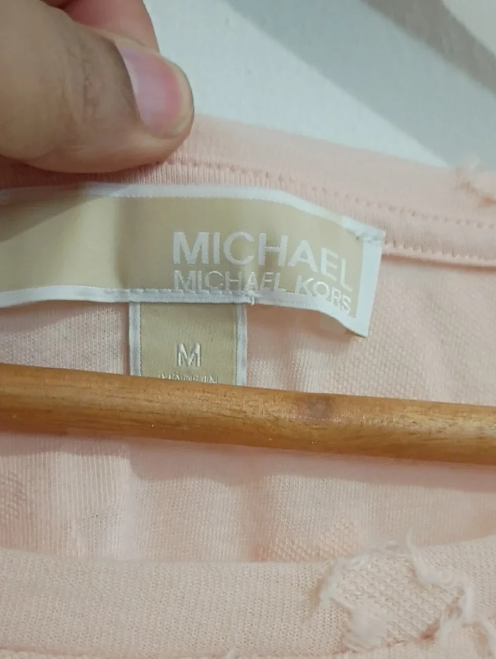 Michael Kors Pale Pink Textured Ruffle-Hem Tank